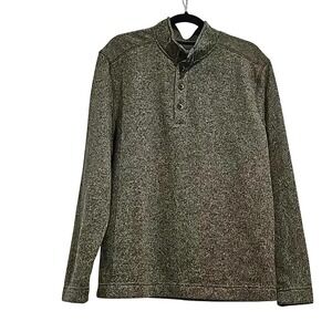 Van Heusen knit Flex Heather Army green 1/4 button pullover size L